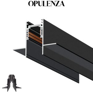 Opulenza 2M Recessed Before Plasterboard Magnetic Track System for Lights S20 OP-MT-RB20-2M-B