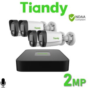 Tiandy 4CH Kit 6MP PoE NVR 2MP Bullet Camera